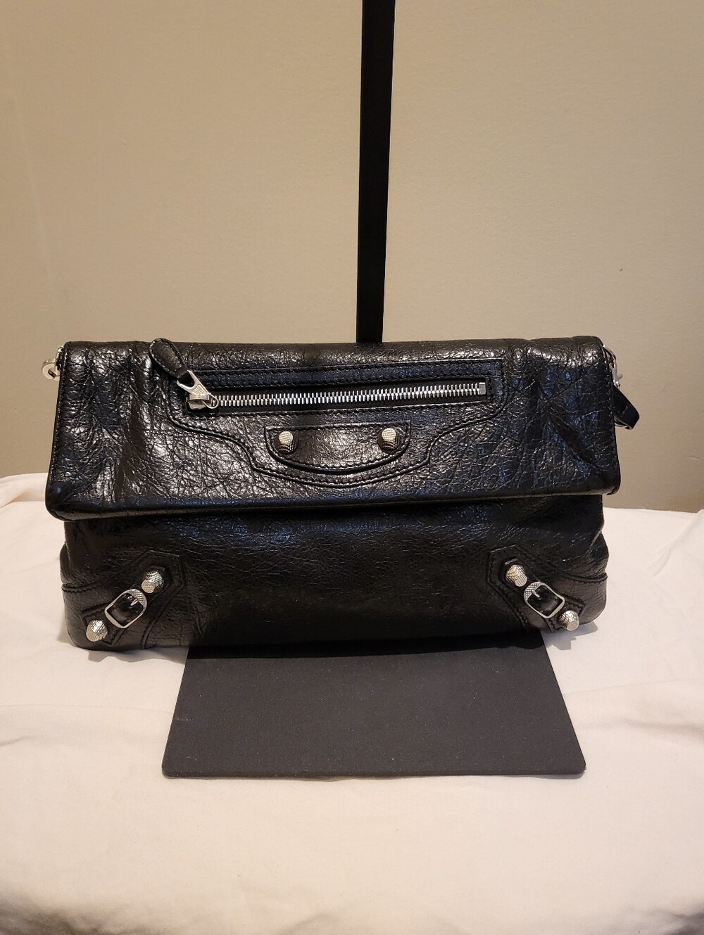 Balenciaga Agneau Giant 12 Silver Hardware Envelope Strap Clutch